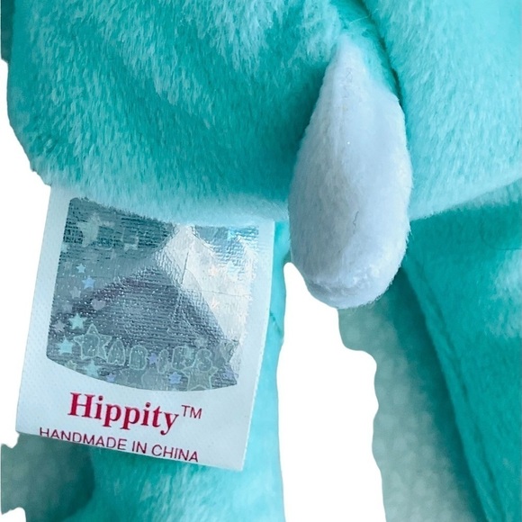TY BASKET Beanies Hippity NWT Mint Green Bunny Rabbit 7.5" Retired 2001🩷🐰 - Picture 3 of 8